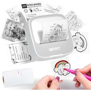 iDPRT Portable Sticker Maker Machine with 1 Roll Sticker Paper, Mini Printer Eff
